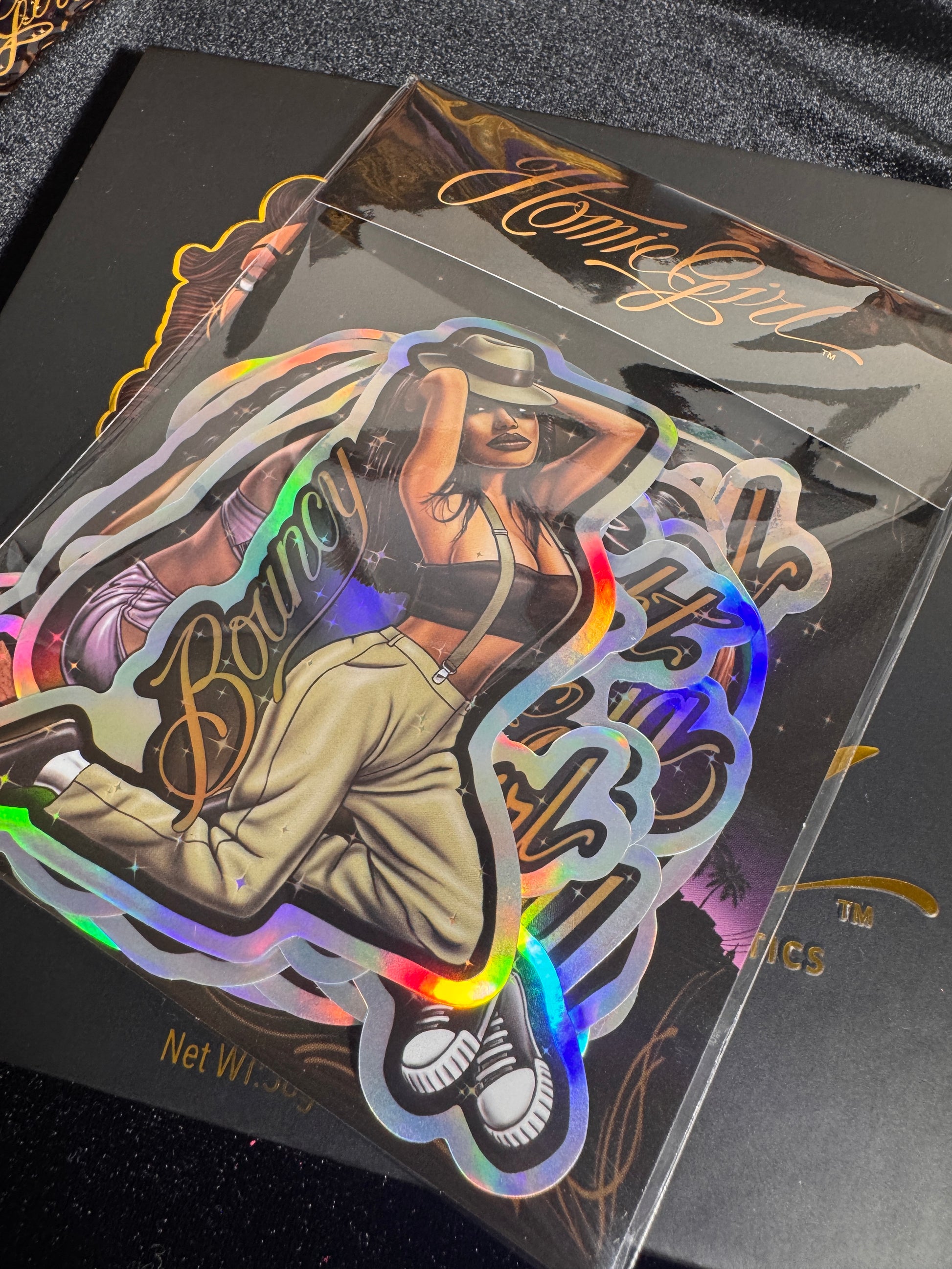 HomieGirl sticker pack featuring Chicana-style characters and bold street-inspired art