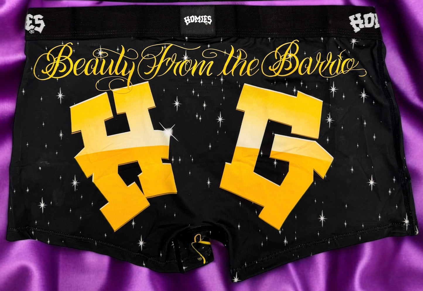 Back view of Chola underwear bottoms by HomieGirl – cheeky cut with strong Latina flavor